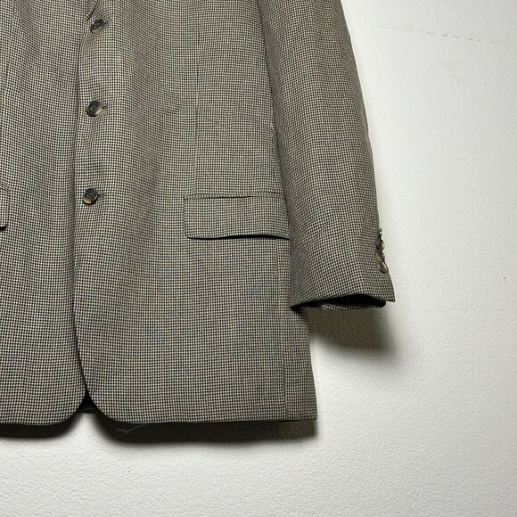 Joseph Abboud Silk Wool Houndstooth Blazer Sport Coat Jacket Men 42L Tan Brown - Picture 12 of 16